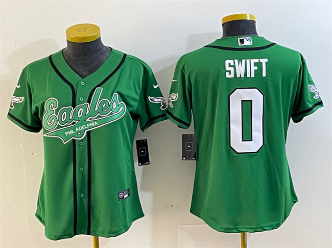 Women's Philadelphia Eagles #0 D’andre Swift Green Cool Base Stitched Baseball Jersey(Run Small) Women's Philadelphia Eagles #0 D’andre Swift Green Cool Base Stitched Baseball Jersey(Run Small)